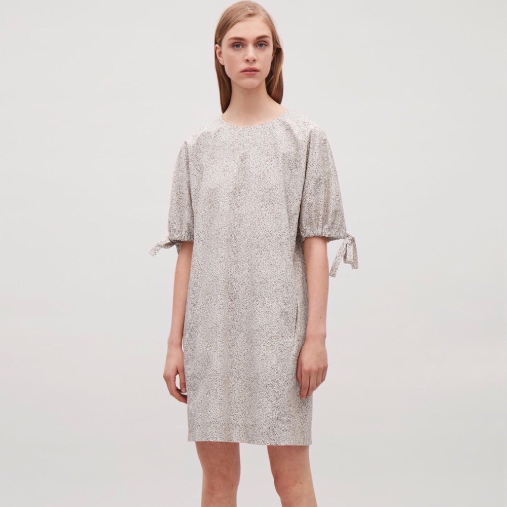 cos  gathered kimono sleeve poplin dress